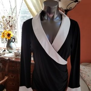 Ladies tuxedo wrap blouse